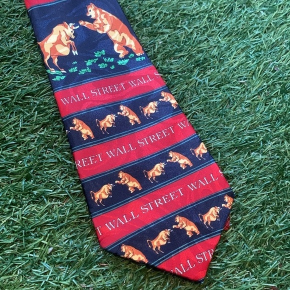 Steven Harris “Wall Street” Bull & Bear Tie Stock Broker Financial Advisor Gift - Picture 7 of 12